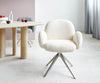 Dining Chair Nube Bouclé White Cross Base 360° Swivel Silver Pocket Springs