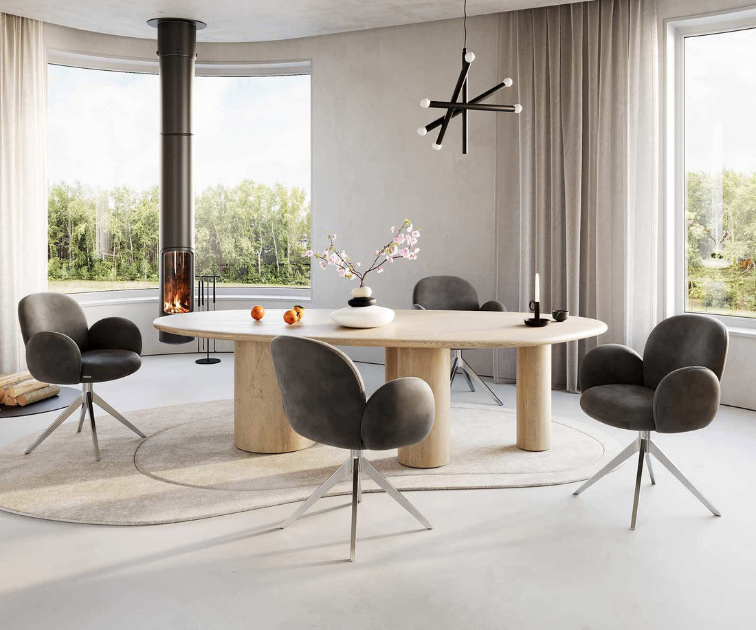 Dining Chair Nube Microfiber Anthracite Vintage Cross Base 360° Swivel Silver Pocket Springs