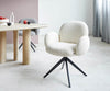 Dining Chair Nube Bouclé White Cross Base 360° Swivel Black Pocket Springs