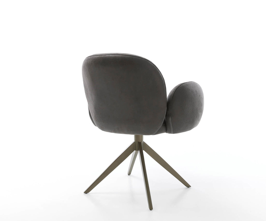 Dining Chair Nube Microfiber Anthracite Vintage Cross Base 360° Swivel Titanium Pocket Springs