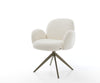 Dining Chair Nube Bouclé White Cross Base 360° Swivel Titanium Pocket Springs