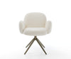 Dining Chair Nube Bouclé White Cross Base 360° Swivel Titanium Pocket Springs