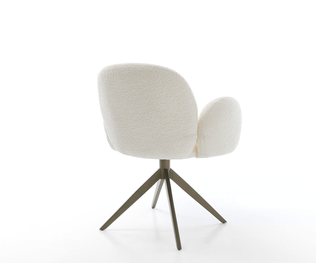 Dining Chair Nube Bouclé White Cross Base 360° Swivel Titanium Pocket Springs