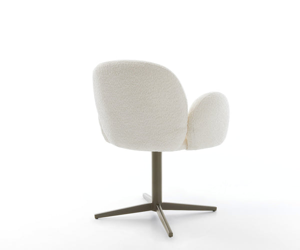 Dining Chair Nube Bouclé White Star Base 360° Swivel Titanium Pocket Springs