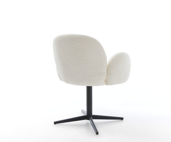 Dining Chair Nube Bouclé White Star Base 360° Swivel Black Pocket Springs