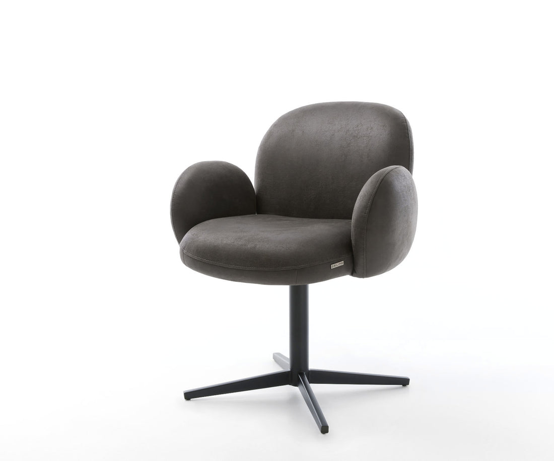 Dining Chair Nube Microfiber Anthracite Vintage Star Base 360° Swivel Black Pocket Springs