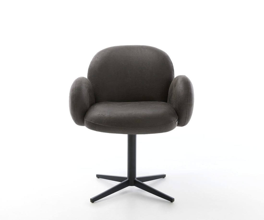 Dining Chair Nube Microfiber Anthracite Vintage Star Base 360° Swivel Black Pocket Springs