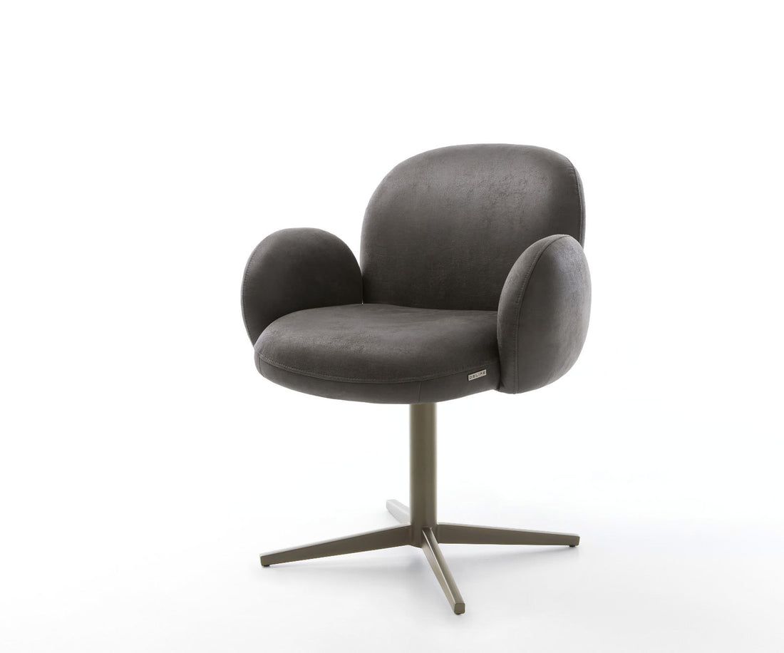 Dining Chair Nube Microfiber Anthracite Vintage Star Base 360° Swivel Titanium Pocket Springs