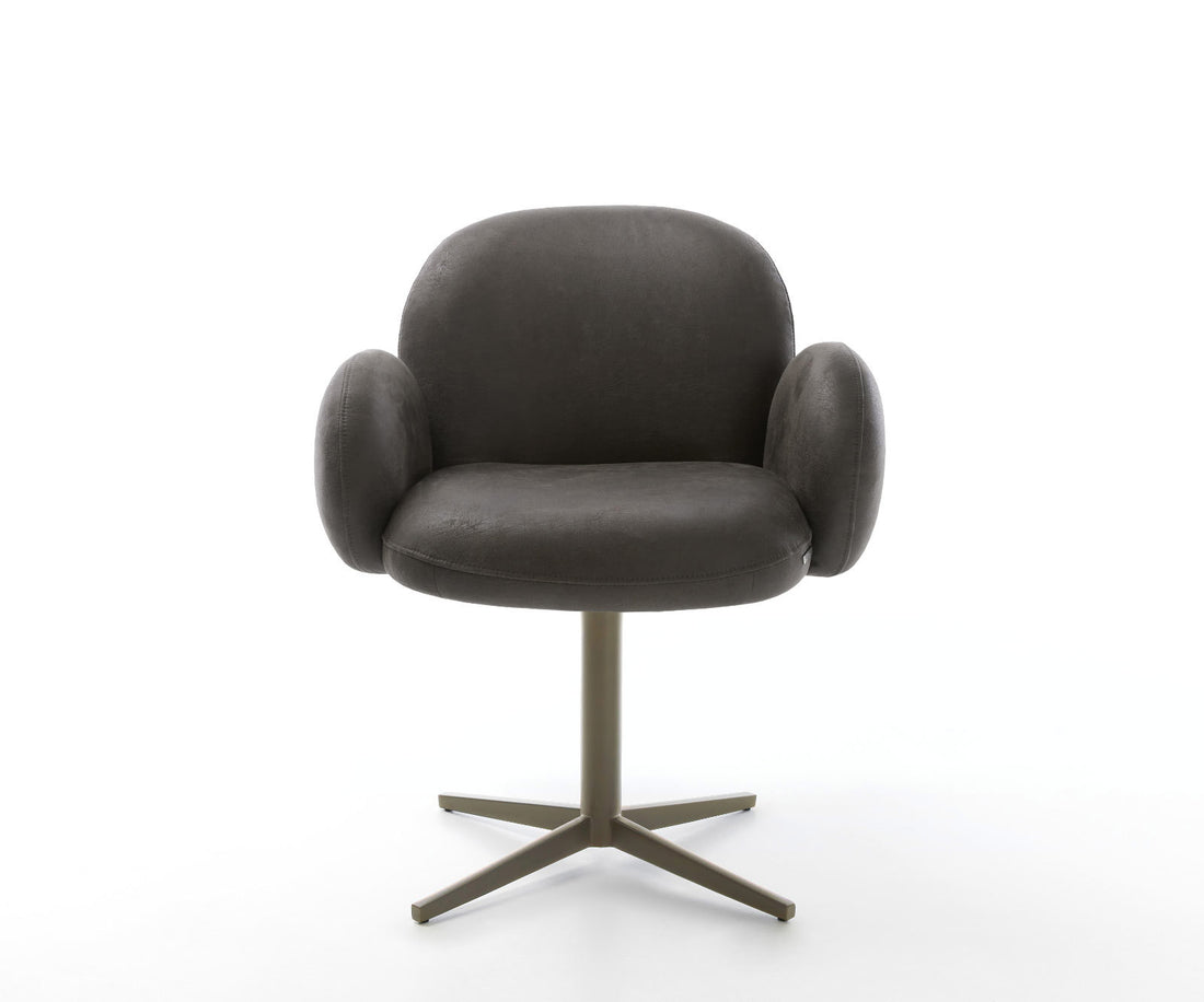 Dining Chair Nube Microfiber Anthracite Vintage Star Base 360° Swivel Titanium Pocket Springs