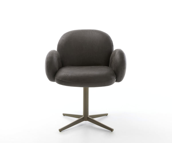 Dining Chair Nube Microfiber Anthracite Vintage Star Base 360° Swivel Titanium Pocket Springs