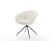 Dining Chair Vinka Bouclé White Cross Conical Base Black 180° Swivel Pocket Springs