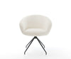 Dining Chair Vinka Bouclé White Cross Conical Base Black 180° Swivel Pocket Springs