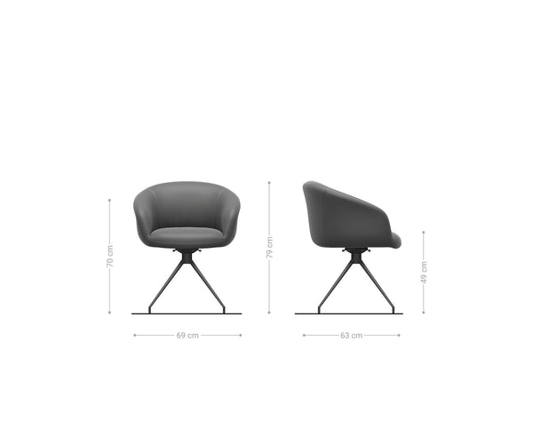 Dining Chair Vinka Bouclé White Cross Conical Base Black 180° Swivel Pocket Springs