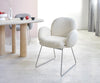 Dining Chair Nube Bouclé White Sled Base Silver Pocket Springs