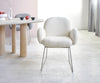 Dining Chair Nube Bouclé White Sled Base Silver Pocket Springs