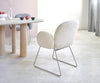Dining Chair Nube Bouclé White Sled Base Silver Pocket Springs