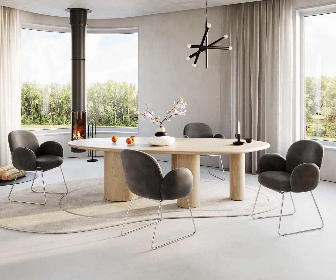 Dining Chair Nube Microfiber Anthracite Vintage Sled Base Silver Pocket Springs