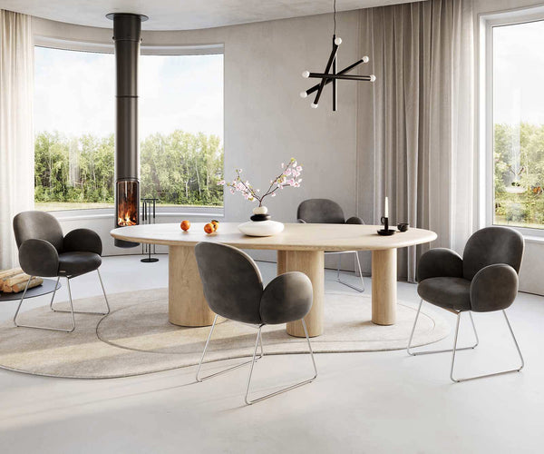 Dining Chair Nube Microfiber Anthracite Vintage Sled Base Silver Pocket Springs