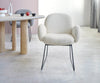 Dining Chair Nube Bouclé White Sled Base Black Pocket Springs