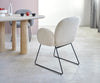 Dining Chair Nube Bouclé White Sled Base Black Pocket Springs