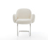 Dining Chair Nube Bouclé White Cantilever Round Base Silver Pocket Springs