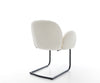 Dining Chair Nube Bouclé White Cantilever Round Base Black Pocket Springs
