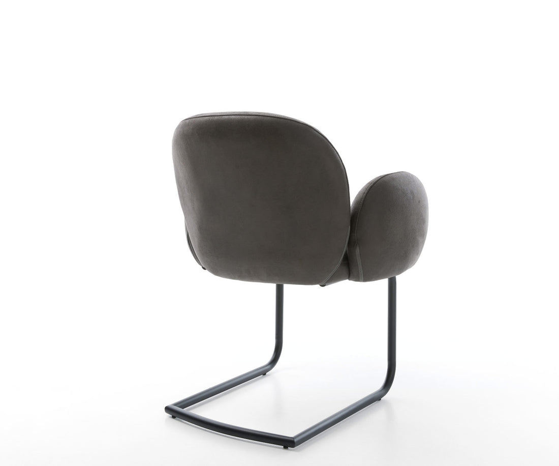 Dining Chair Nube Microfiber Anthracite Vintage Cantilever Round Base Black Pocket Springs