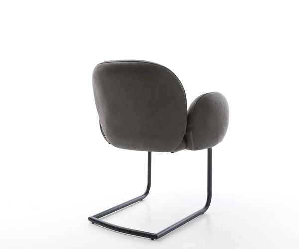 Dining Chair Nube Microfiber Anthracite Vintage Cantilever Round Base Black Pocket Springs