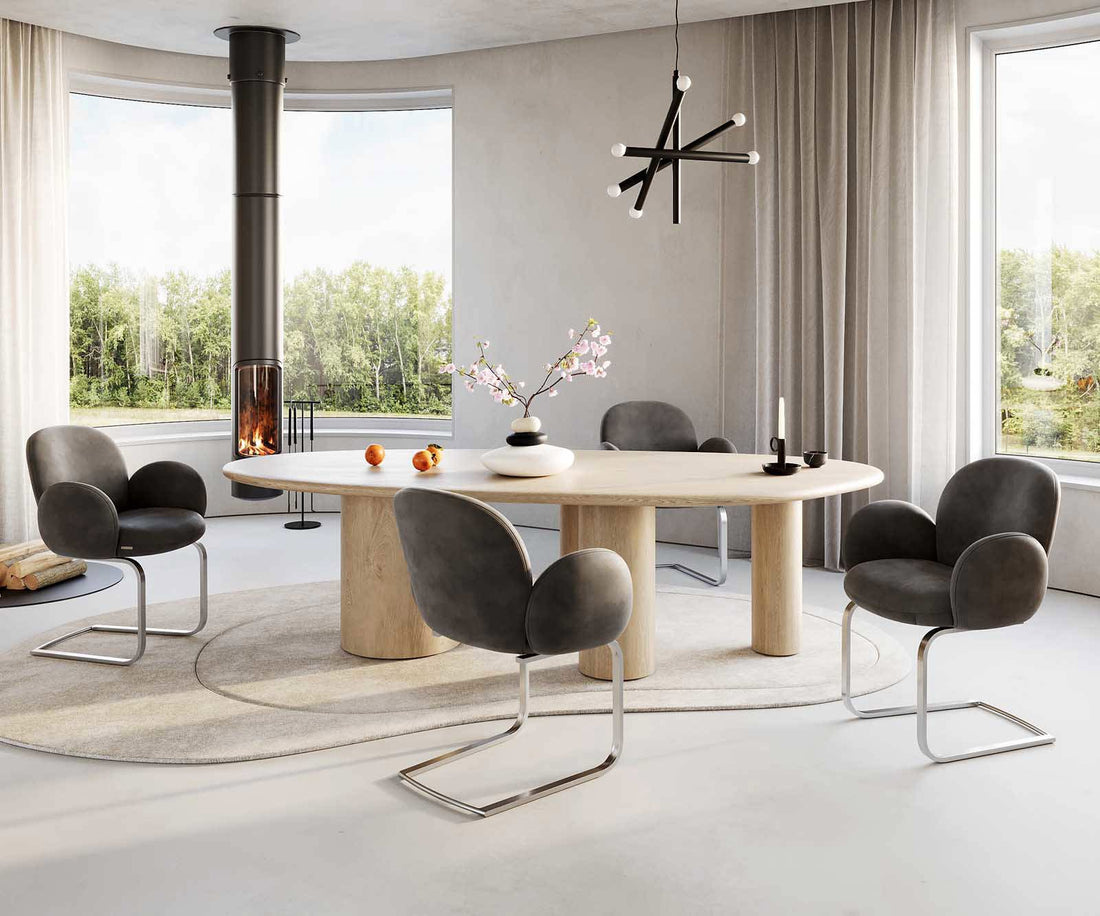 Dining Chair Nube Microfiber Anthracite Vintage Cantilever Flat Base Silver Pocket Springs