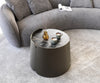 Coffee Table Daban 59x59cm Ceramic Noir Desir Brown Metal Frame Titanium