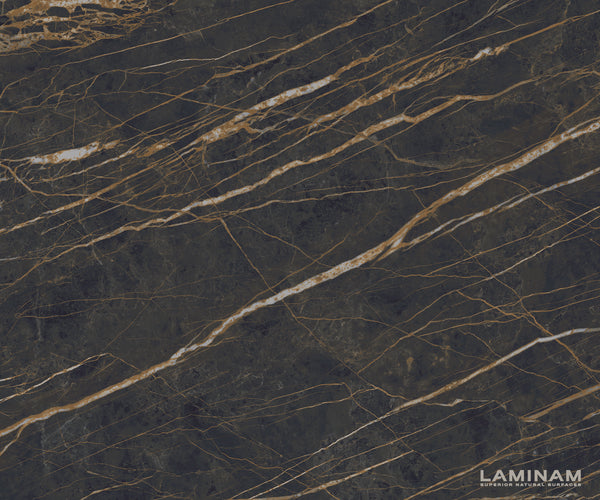 Coffee Table Daban 59x59cm Ceramic Noir Desir Brown Metal Frame Titanium