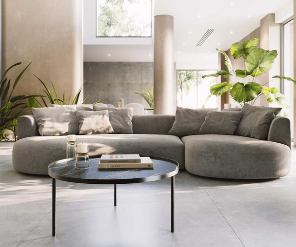 Coffee Table Torrel 80x80cm Ceramic Noir Desir Brown Metal Frame Titanium