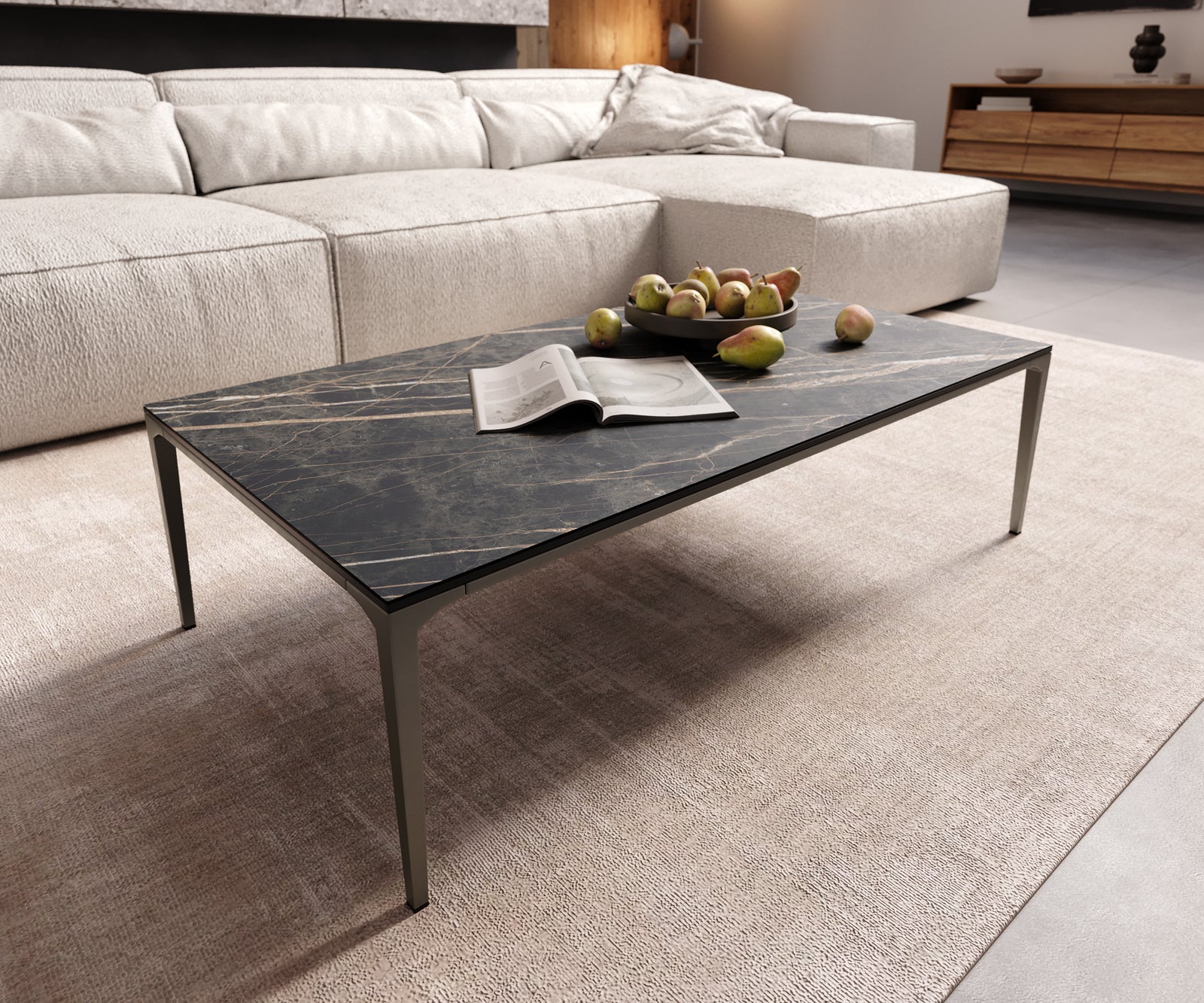 Rectangle Coffee Table Aurora Ceramic 110x60cm Brown
