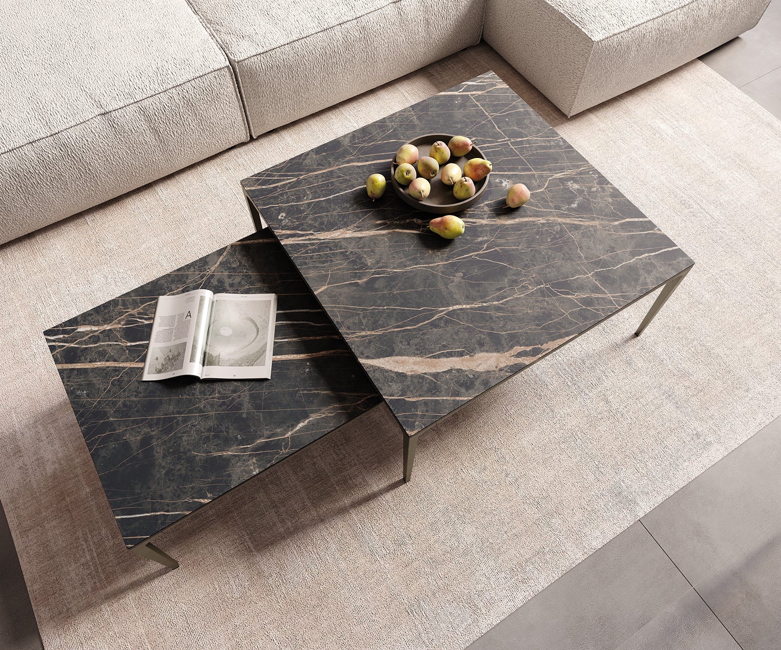 Rectangle Coffee Table Aurora Ceramic 110x60cm Brown