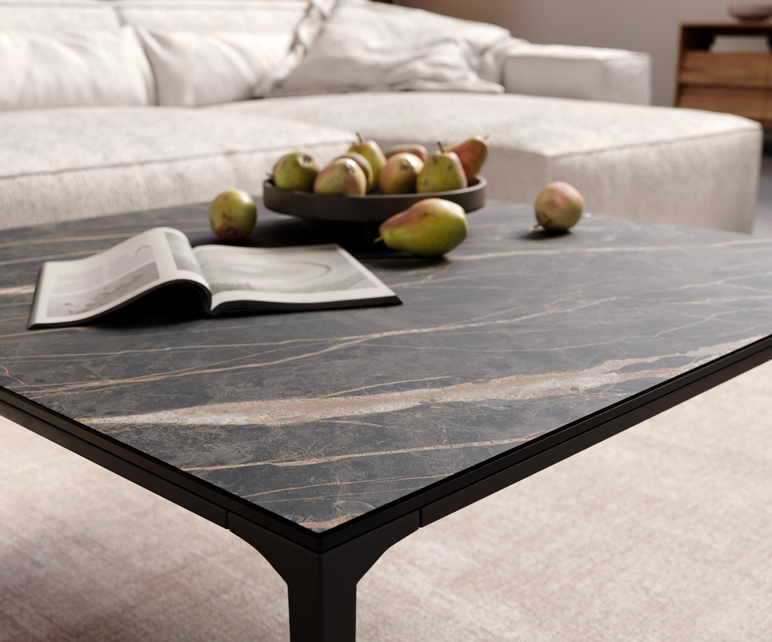 Square Coffee Table Aurora Ceramic 85cm Brown