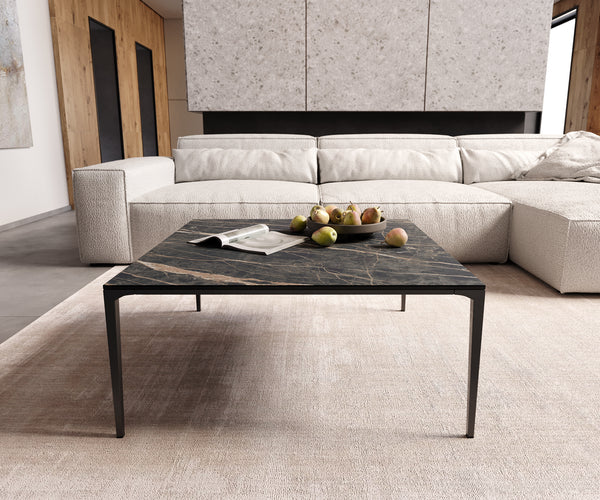 Square Coffee Table Aurora Ceramic 85cm Brown