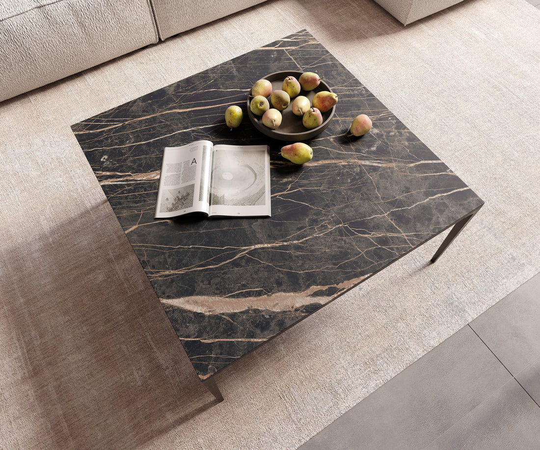 Square Coffee Table Aurora Ceramic 85cm Brown