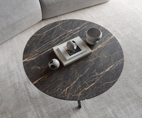 Round Coffee Table Aurora Ceramic 90cm Brown