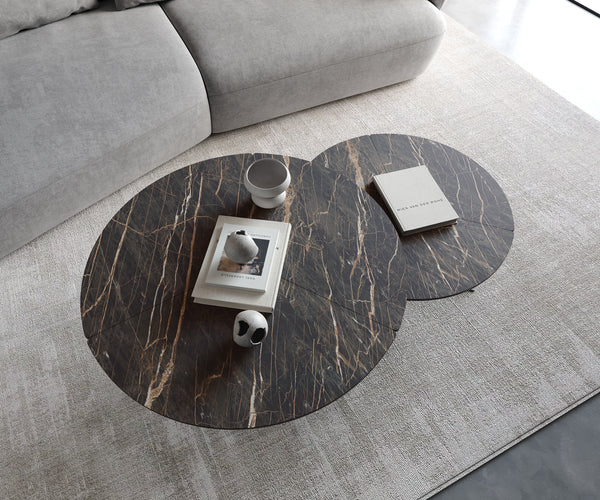 Round Coffee Table Aurora Ceramic 90cm Brown