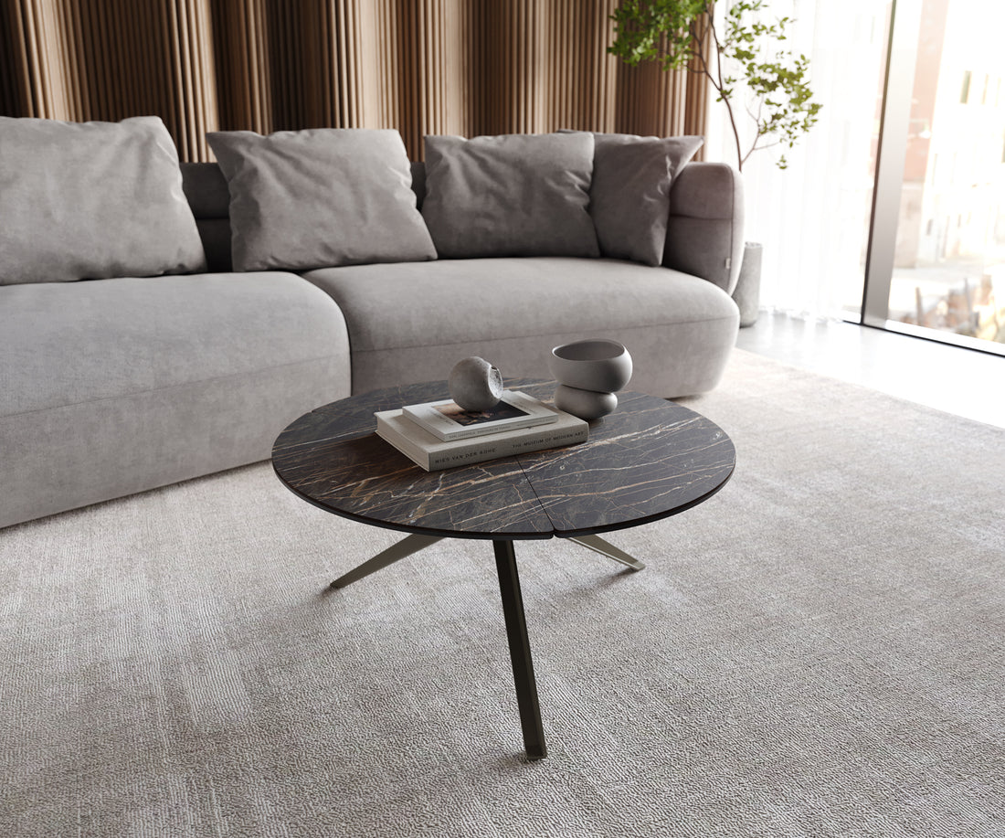 Round Coffee Table Aurora Ceramic 70cm Brown