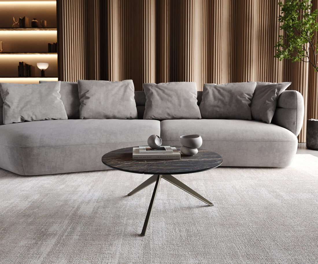 Round Coffee Table Aurora Ceramic 70cm Brown