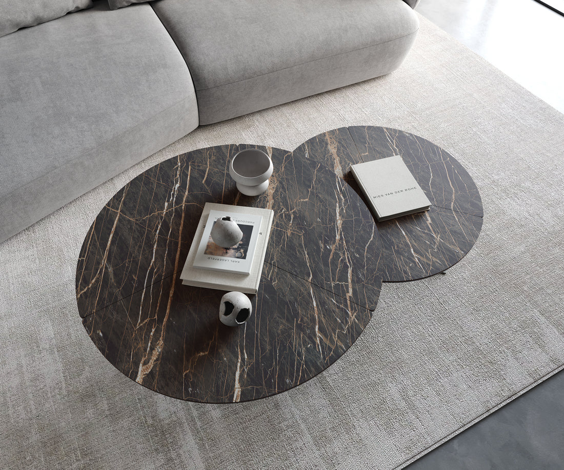 Round Coffee Table Aurora Ceramic 70cm Brown