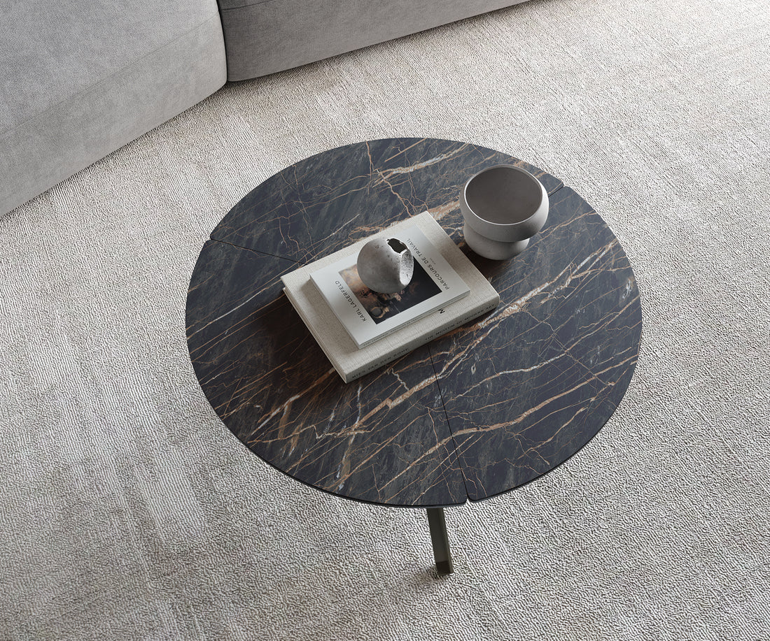 Round Coffee Table Aurora Ceramic 70cm Brown