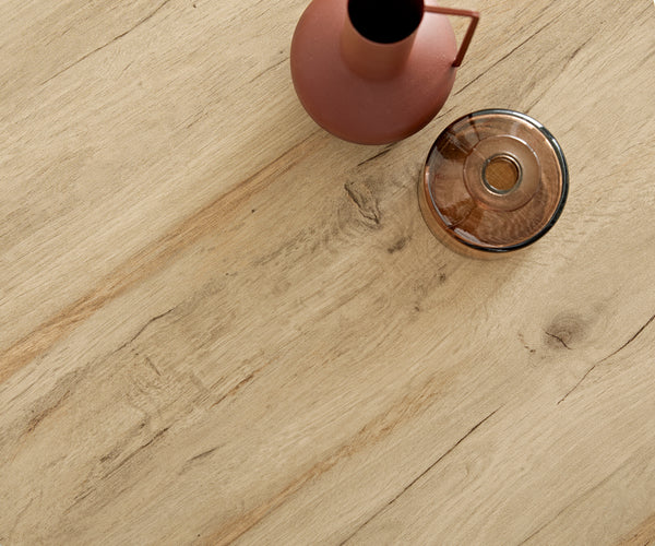 Coffee Table Ekrem 67x65cm Ceramic Sabbia Oak-Look Haripin Frame Metal Silver