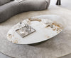 Coffee Table Aurora Oval 150x90cm Ceramic Minas Melange Beige Frame Titanium