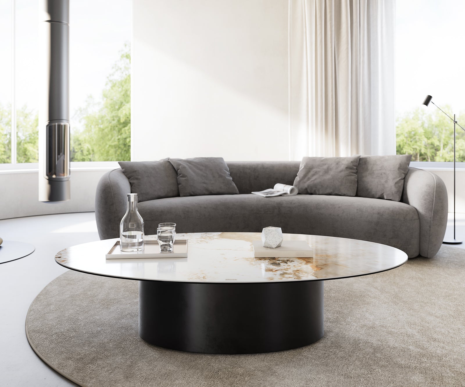 Coffee Table Aurora Oval Ceramic 150x90cm Beige