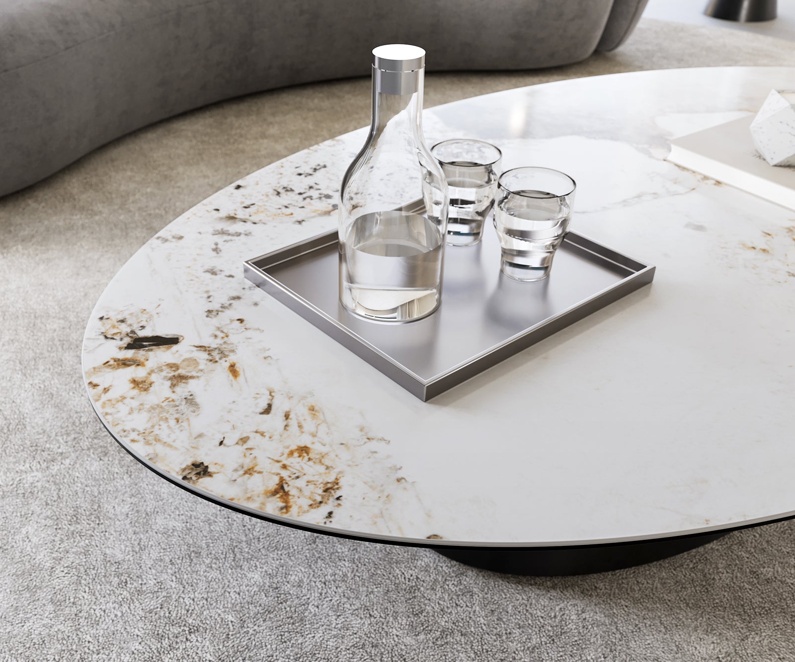 Coffee Table Aurora Oval Ceramic 150x90cm Beige