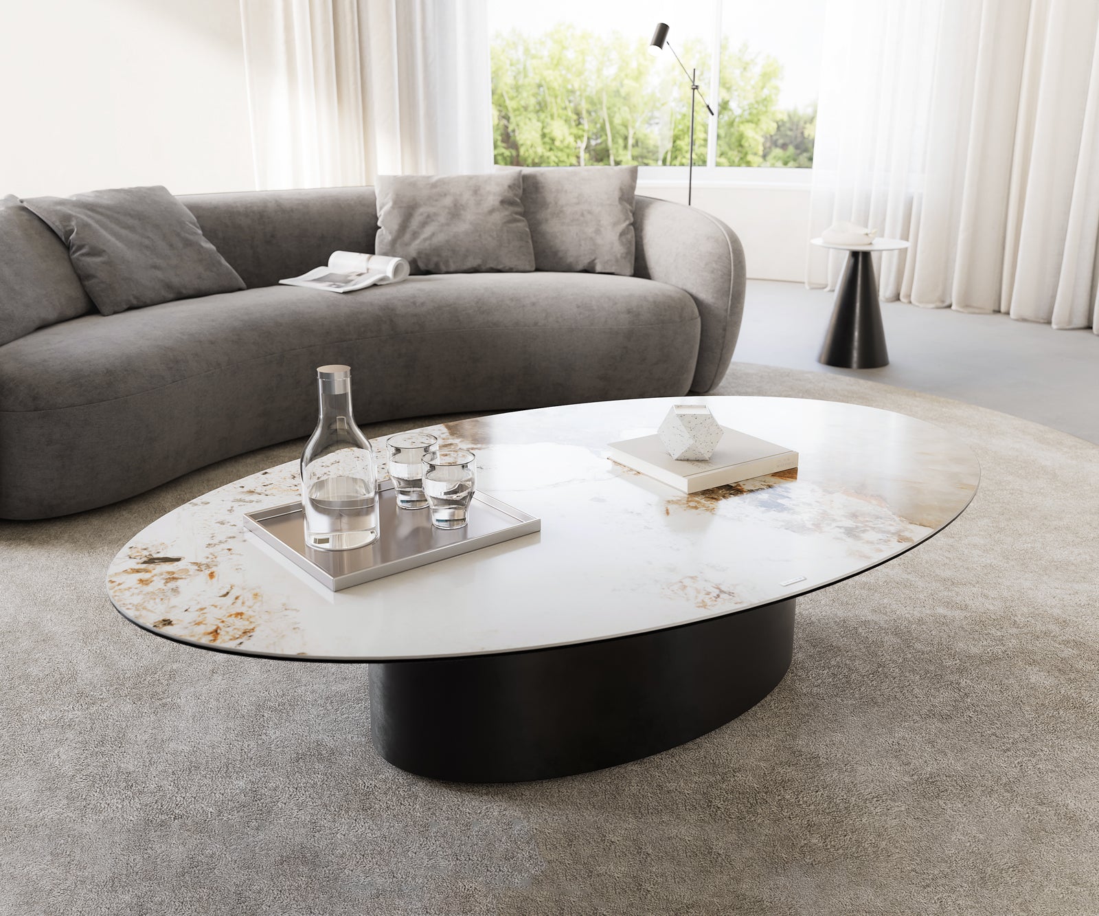 Coffee Table Aurora Oval Ceramic 150x90cm Beige