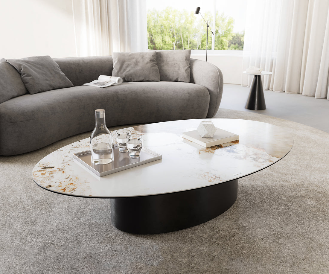 Coffee Table Aurora Oval Ceramic 150x90cm Beige