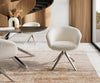 Dining Chair Vinka Bouclé White Cross Base 360° Swivel Silver Pocket Springs